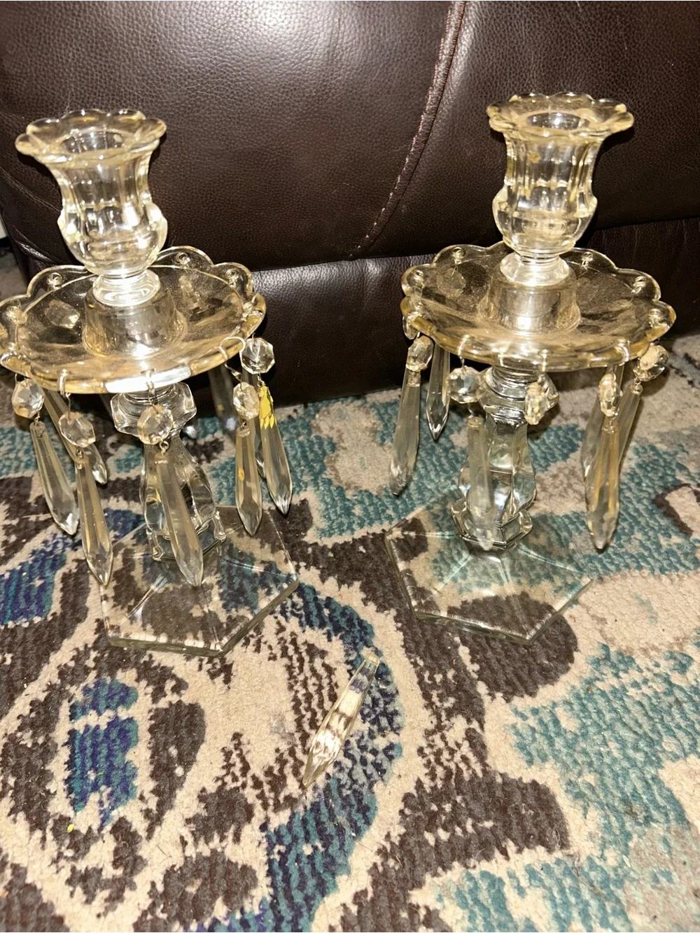 GORGEOUS VINTAGE CRYSTAL CHANDELIER CANDLESTICKS